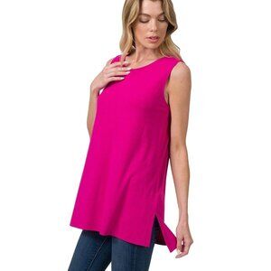 Zenana Magenta Sleeveless Side Split Tank Top RT8187